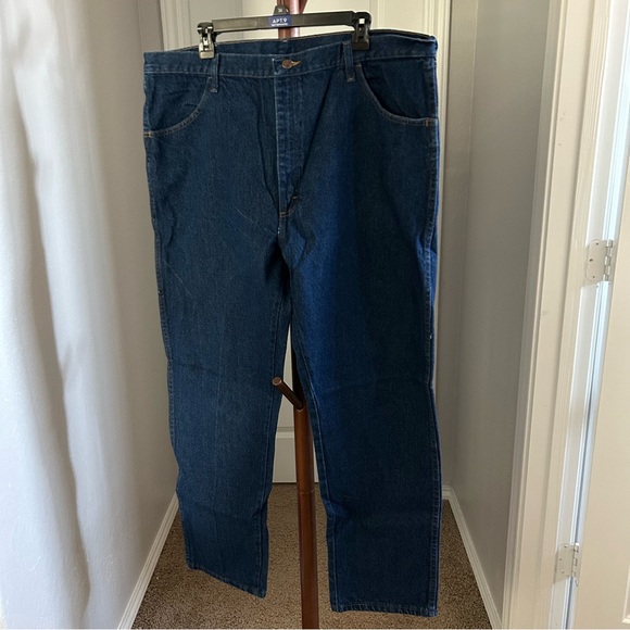 Men’s Rustler Dark Wash Denim Regular Fit Jeans Size 42x32 |C65 - Picture 9 of 12